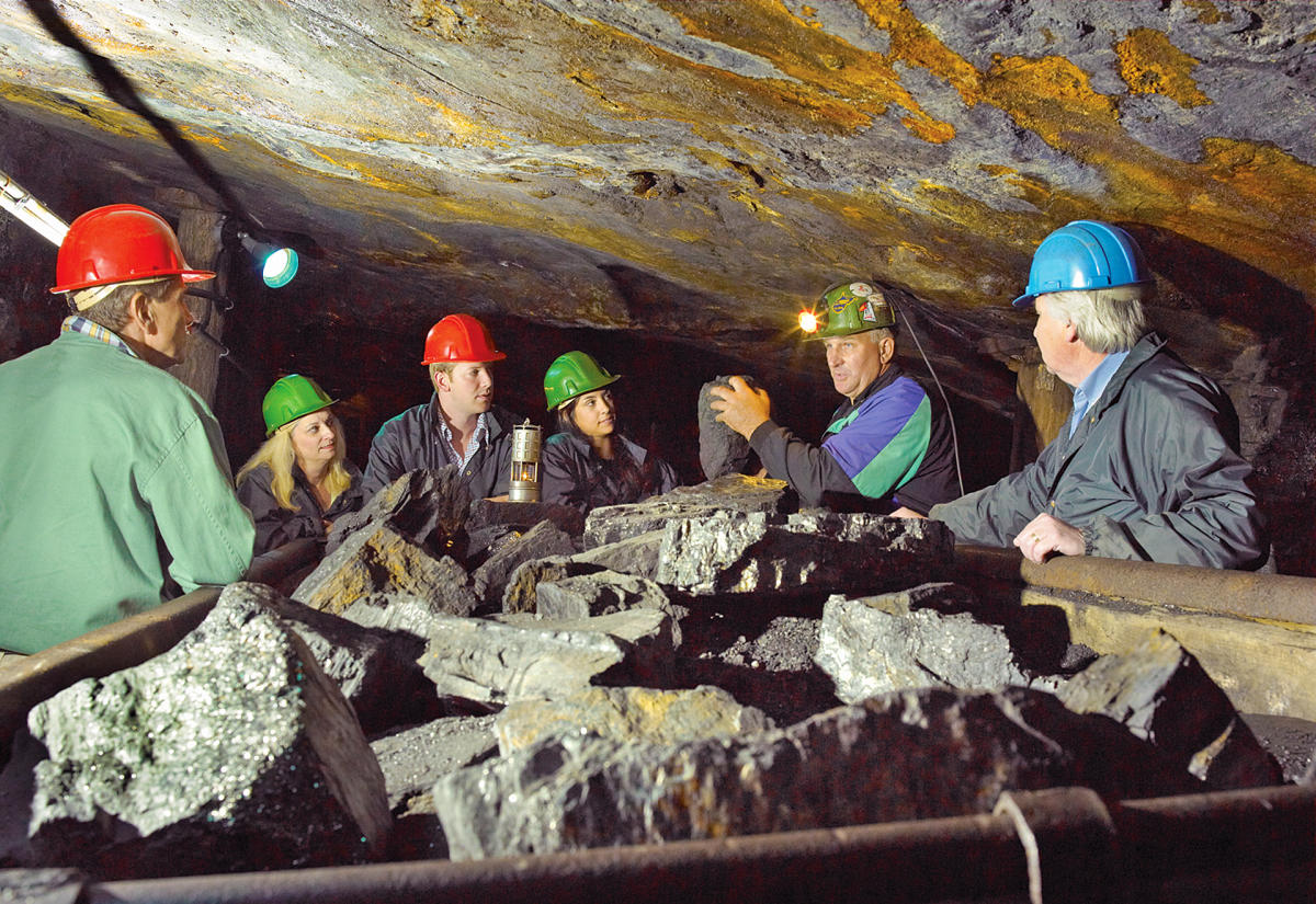 A group of people in the Lackawanna Coal Mine.
