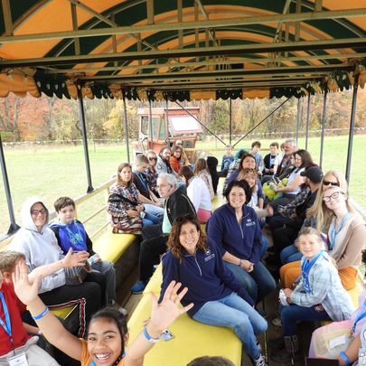 A group of Insight PA families on a hayride.